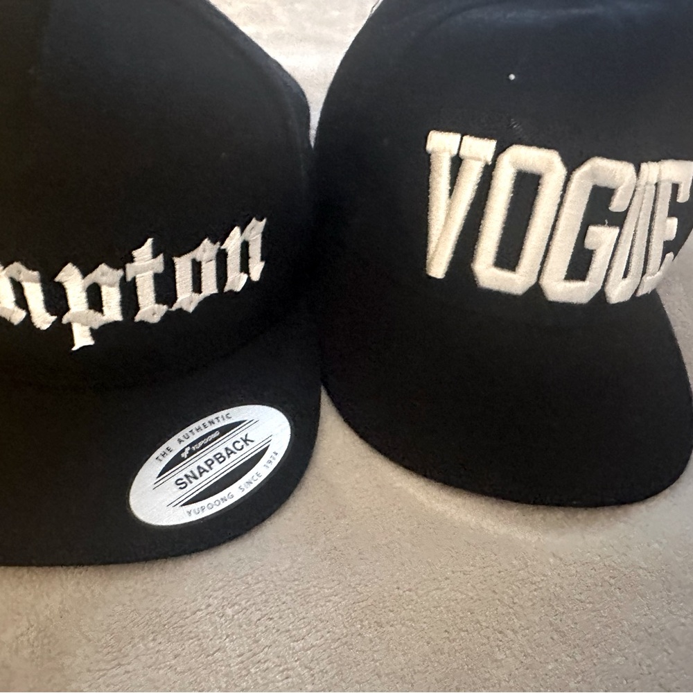 Compton and Vogue caps with adjustable backs